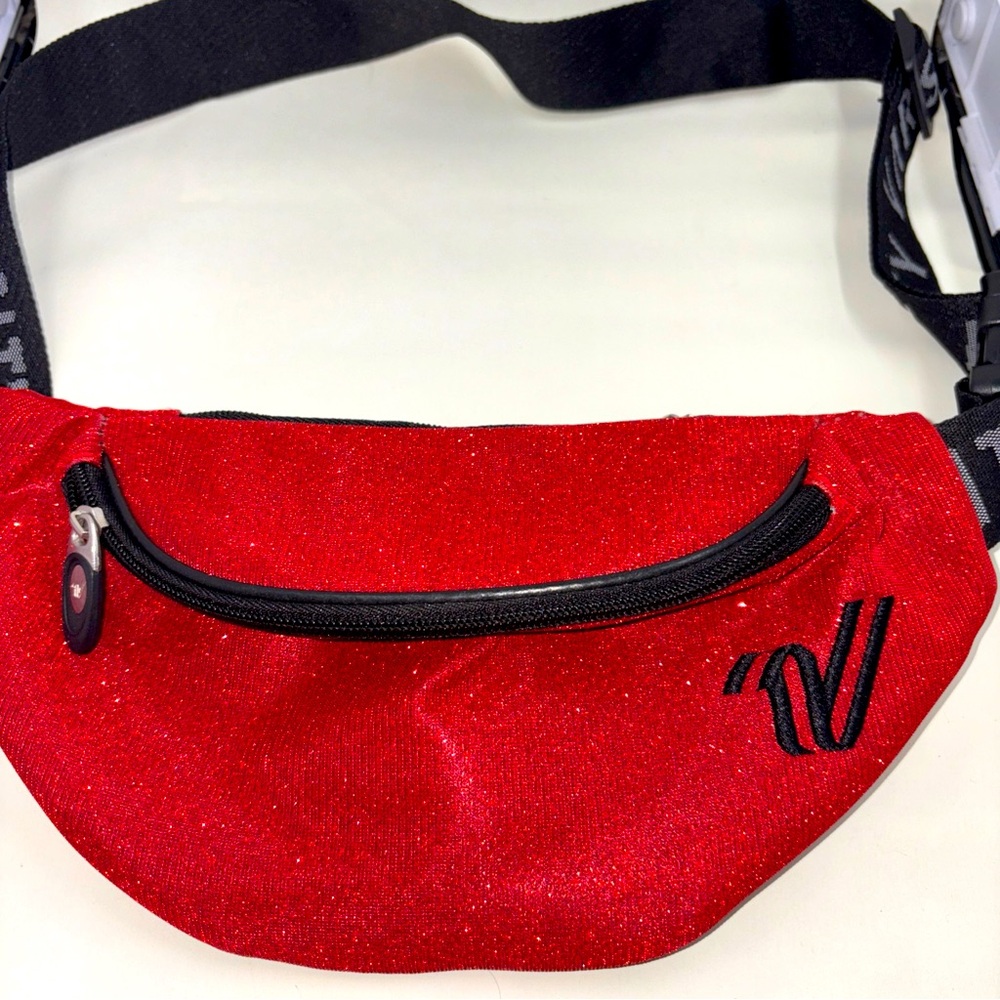 Varsity red sparkle cheer Fanny pack crossbody, travel, USA #cheer#red#travel